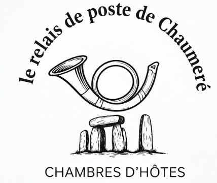 logo avec une corne de postier avec un dolmen